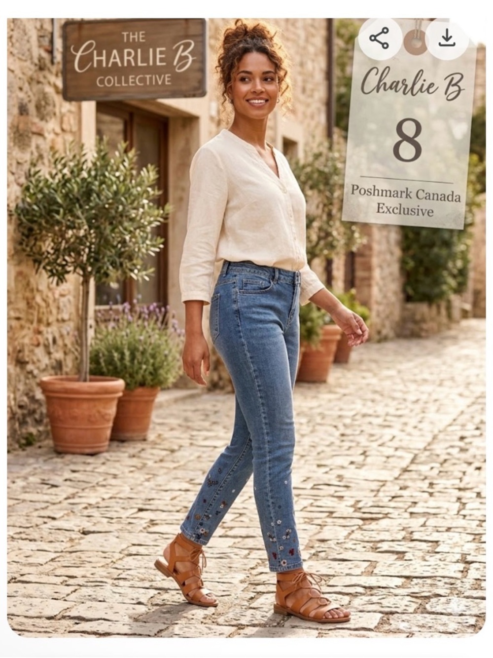 Charlie B Embroidered Slim Jeans